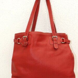 Prada Vitello Daino Leather Double Handle Tote Bag Satchel - Red